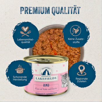 Preview: Lakefields Katzenfutter Rind – Premium Nassfutter für Katzen mit frischem Weiderind, Gemüse & Kräutern